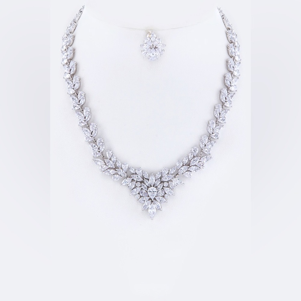 Cubic Zirconia Statement Necklace Set